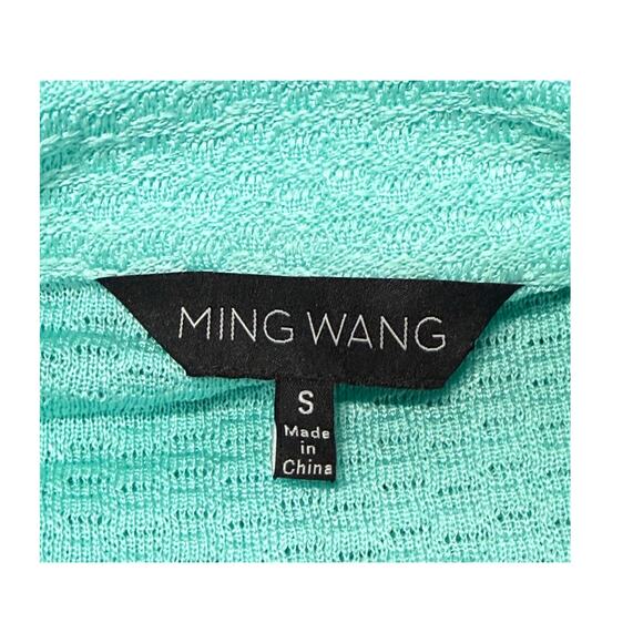 Ming Wang Women's Box Weave Knit Cardigan Jacket Small Mint Green Office Blazer - Picture 8 of 10